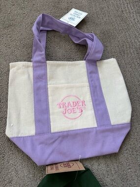 Trader Joe's Lavender and Cream Canvas Tote
